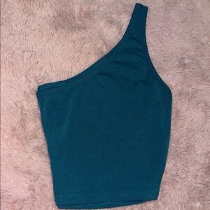 Stylish Teal One-Shoulder Crop Top